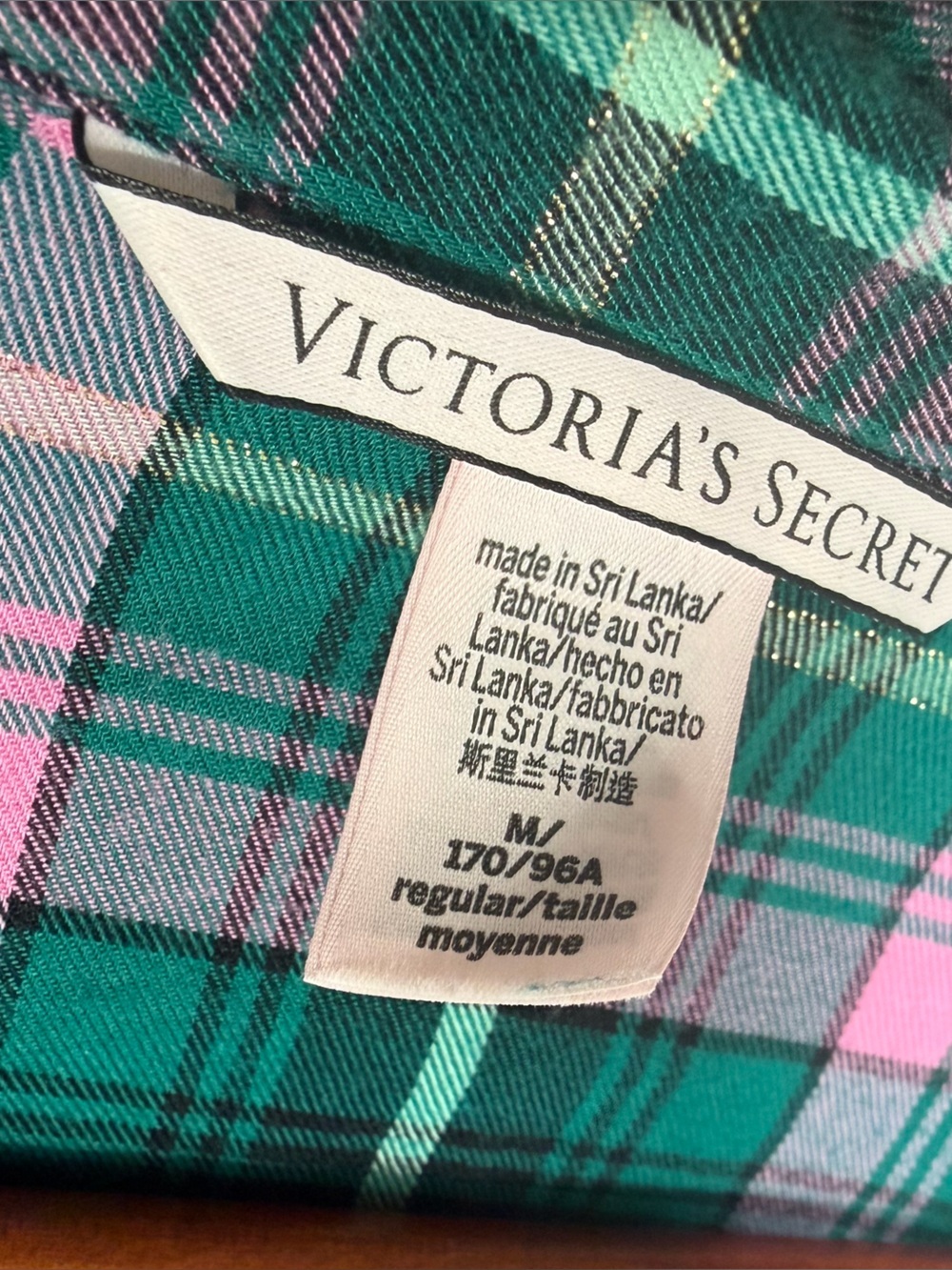 Victorias Secret Cotton Modal Emerald Green & Pink Plaid Pajama Set Medium - Picture 5 of 13